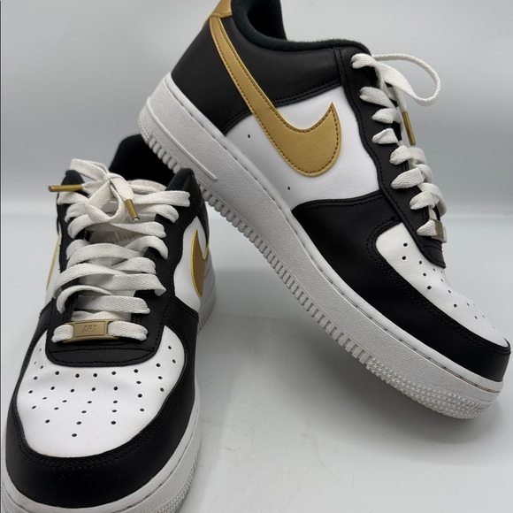Nike Other - Nike Air Force 1 White and Black Sneakers with Gold Accents